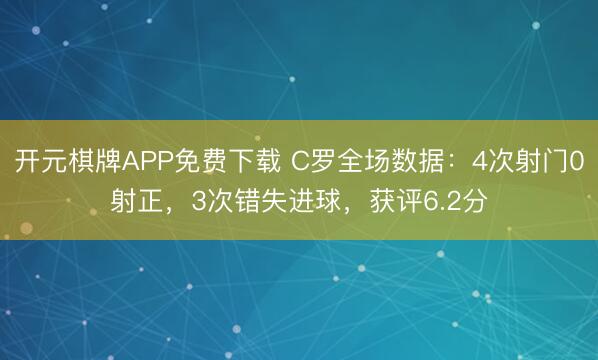 开元棋牌APP免费下载 C罗全场数据：4次射门0射正，3次错失进球，获评6.2分